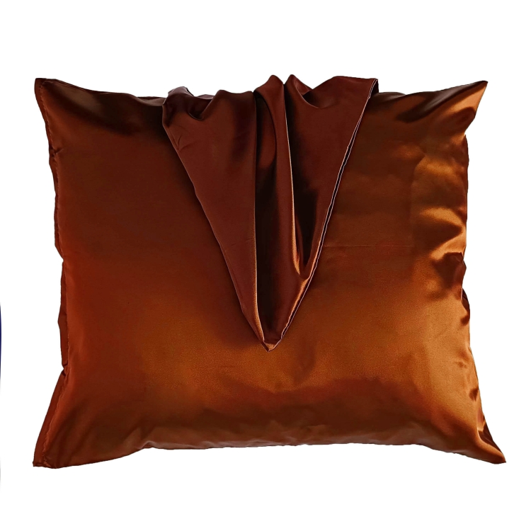 Poszewka satynowa jedwabna, atłas Cynamon